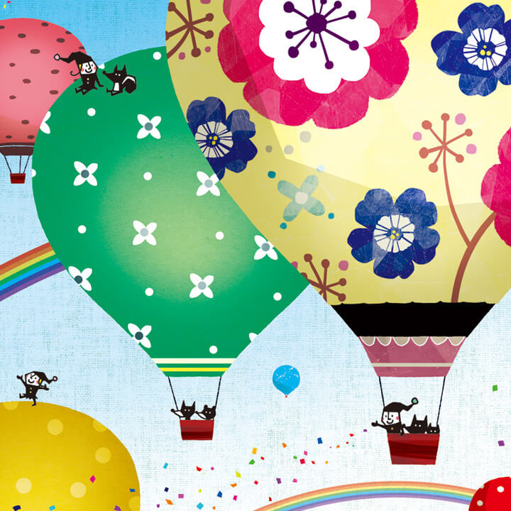 気球の絵画 どこまでも どこまでも ヒヂリンゴ 聖 明るい空の絵 絵画通販kawaii Art 玄関やリビング お祝い プレゼントに